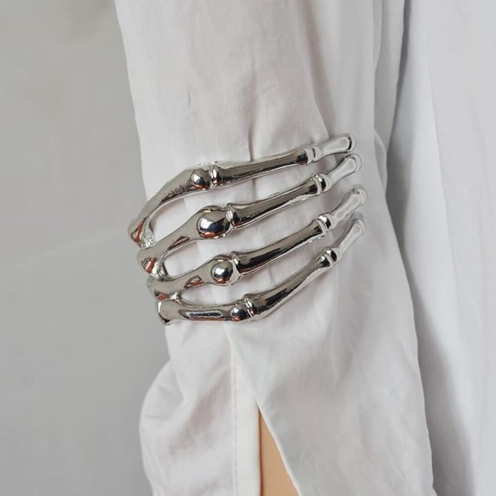 Goth Skeleton Hand Cuff Bracelet - image 1